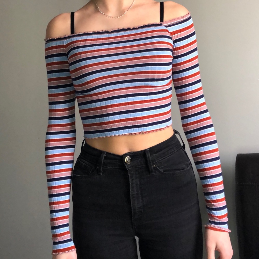 striped off the shoulder pacsun long sleeve